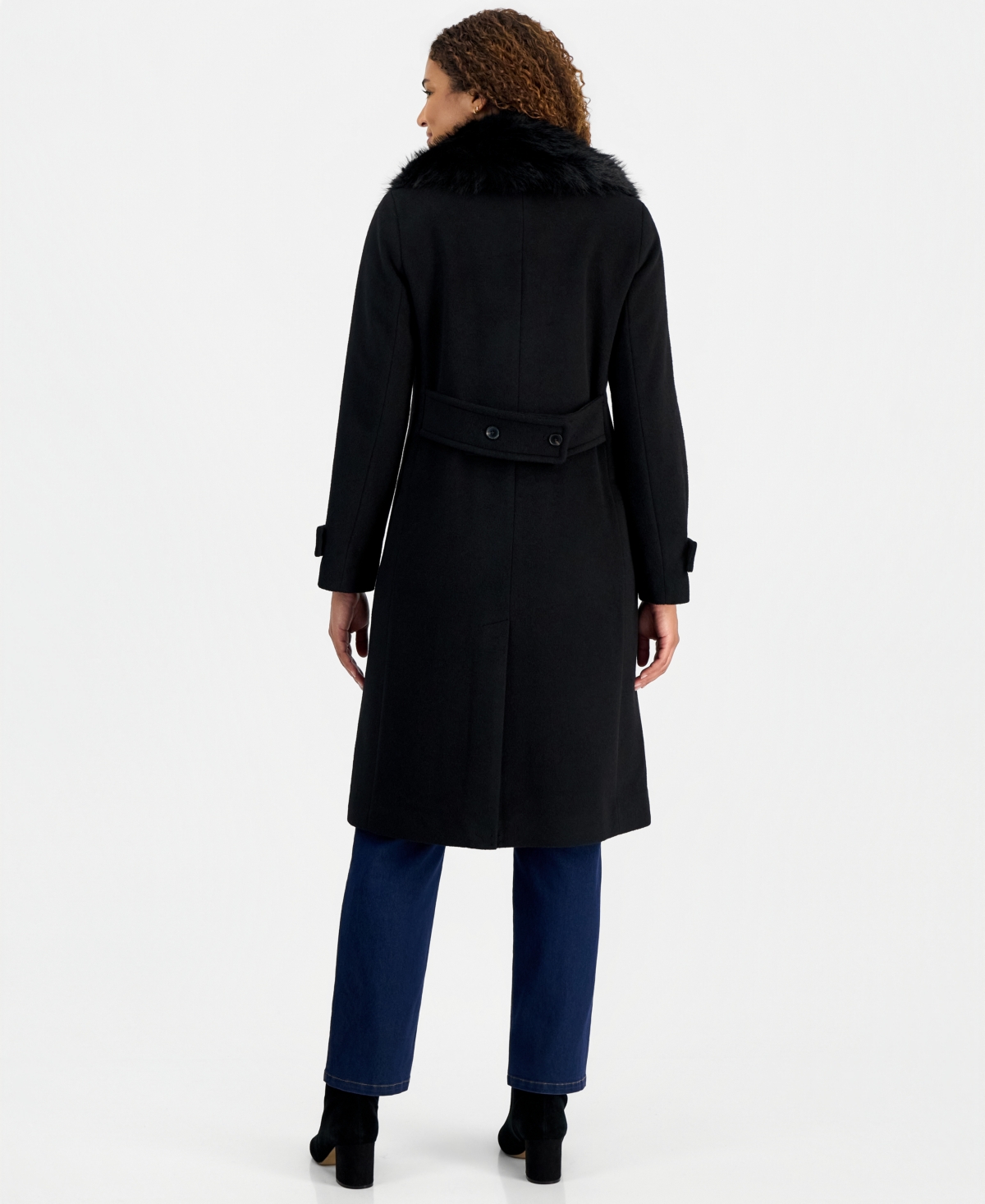 Calvin Klein Women's Faux-Fur Collar Tailored Coat