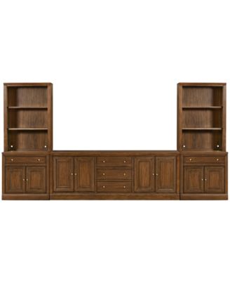 Amren 85" Wood 4 Door Console with Open Hutch
