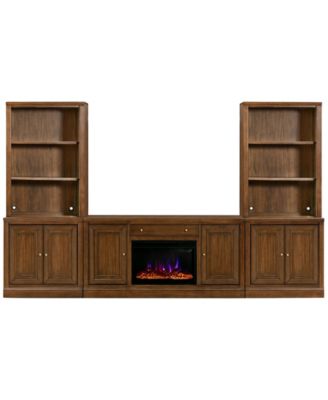 Amren 65" Console with Fireplace Insert and 2-Door Base with Open Hutches