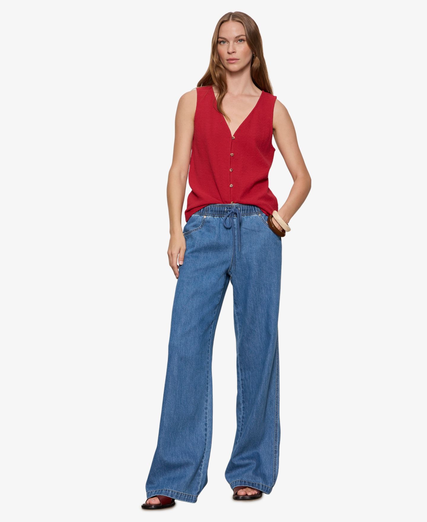Женский топ Sanctuary Petite Cotton Easy Textured, цвет: Красный ягодный — фото 2