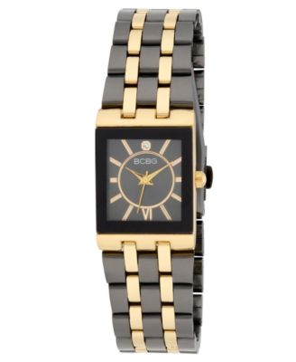 Women’s Quartz Rectangle Black Stainless Steel Watch 22mm