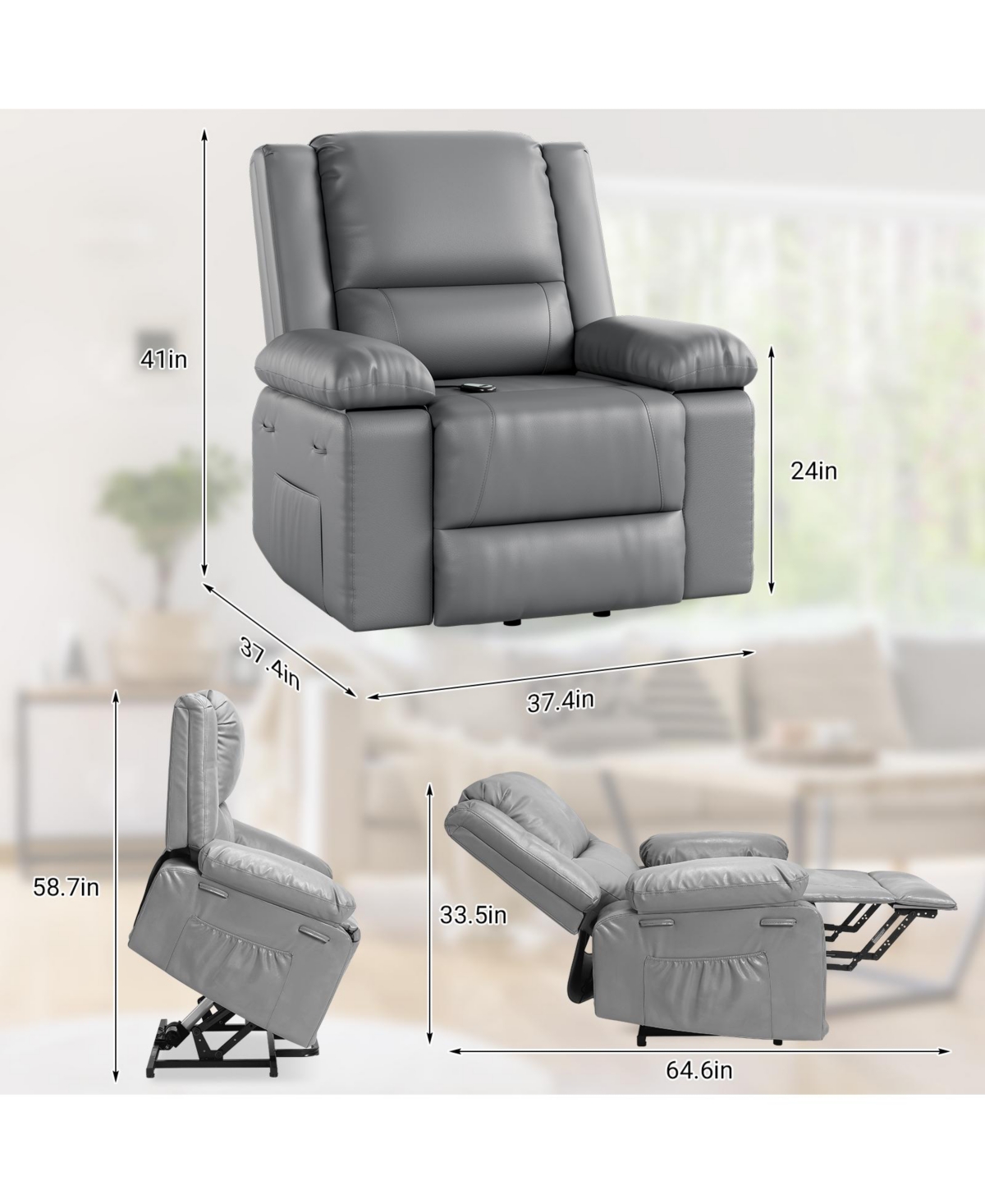 gaomon Power Lift Recliner Sofa Chair with Massage and Heat for Elderly, Home Theater Seat