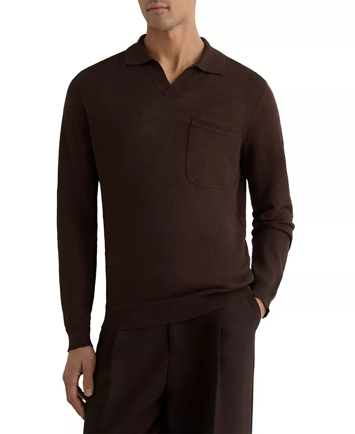 Men's Oaklands Open Collar Linen Polo Shirt