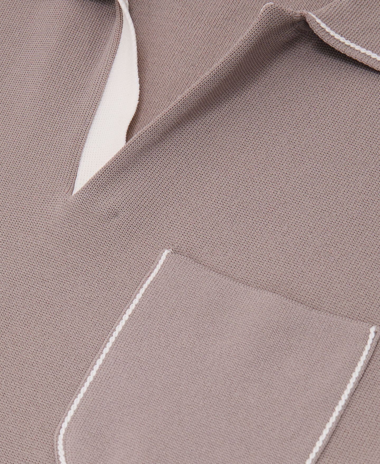 Мужское поло REISS Newbury Open Collar Piped Stitch Detail Polo Shirt, цвет: Серо-коричневый коричневый — фото 4