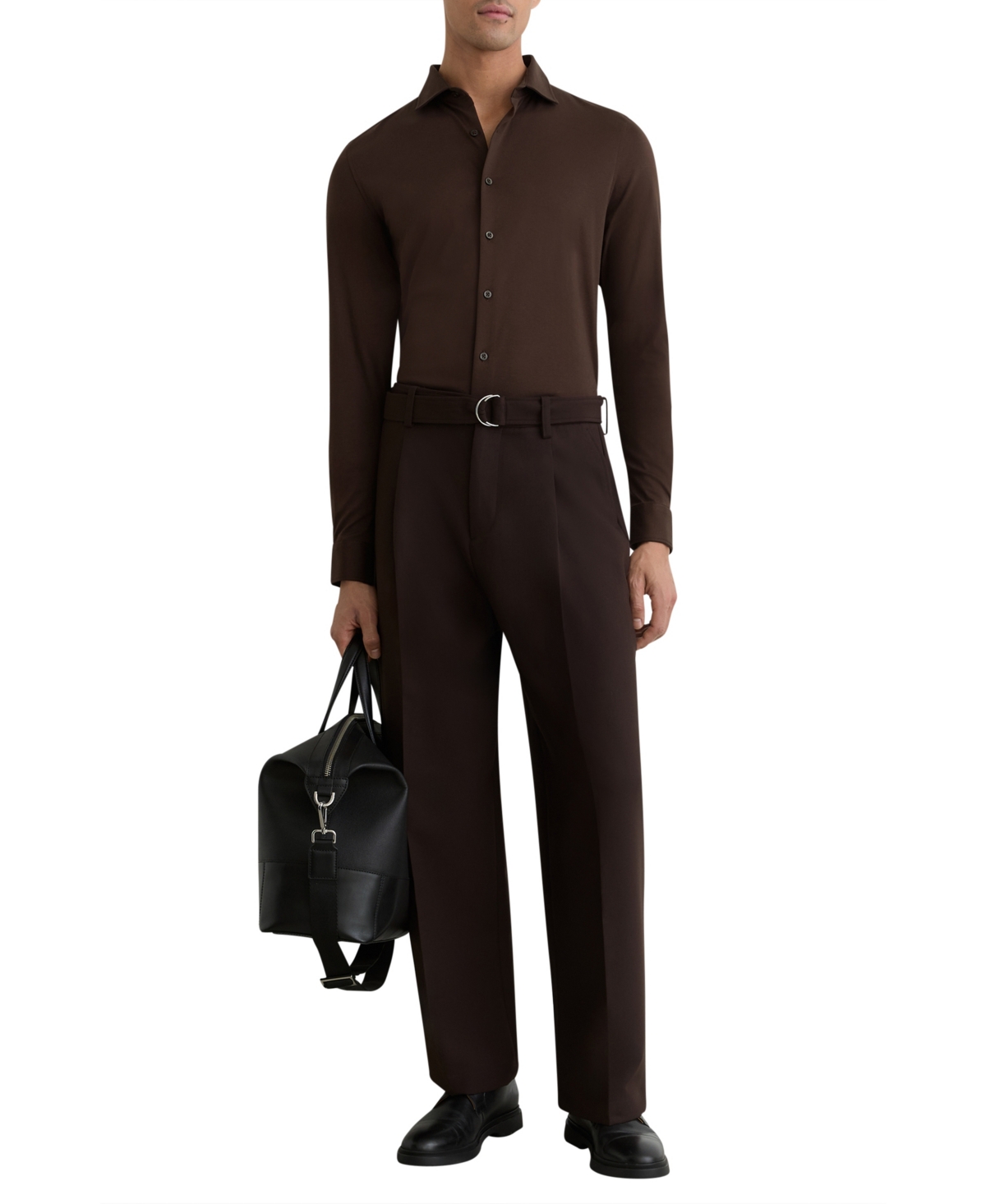 Reiss Men's Half-Button Cable-Knit Wool Shirt