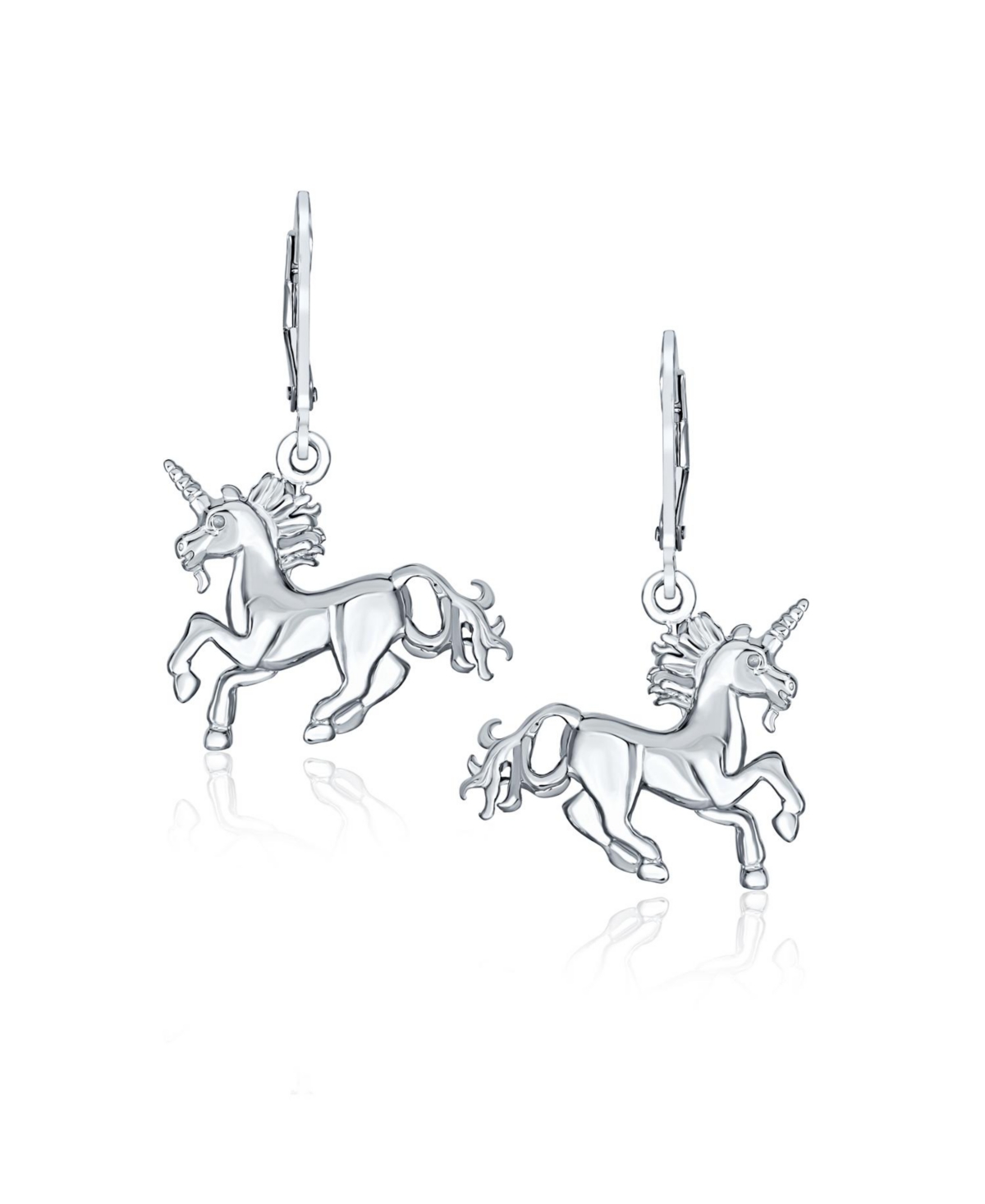 Bling Jewelry Pegasus Horse Mythical Magical Unicorn Dangle Earrings Leverback .925 Sterling Silver