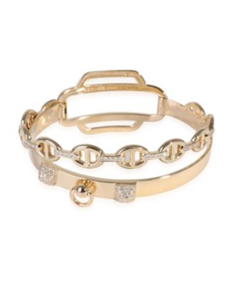 Pre-Owned HERMES Double Tour Collier De Chien Diamond Bracelet in 18k Yellow Gold 0.79 Ctw