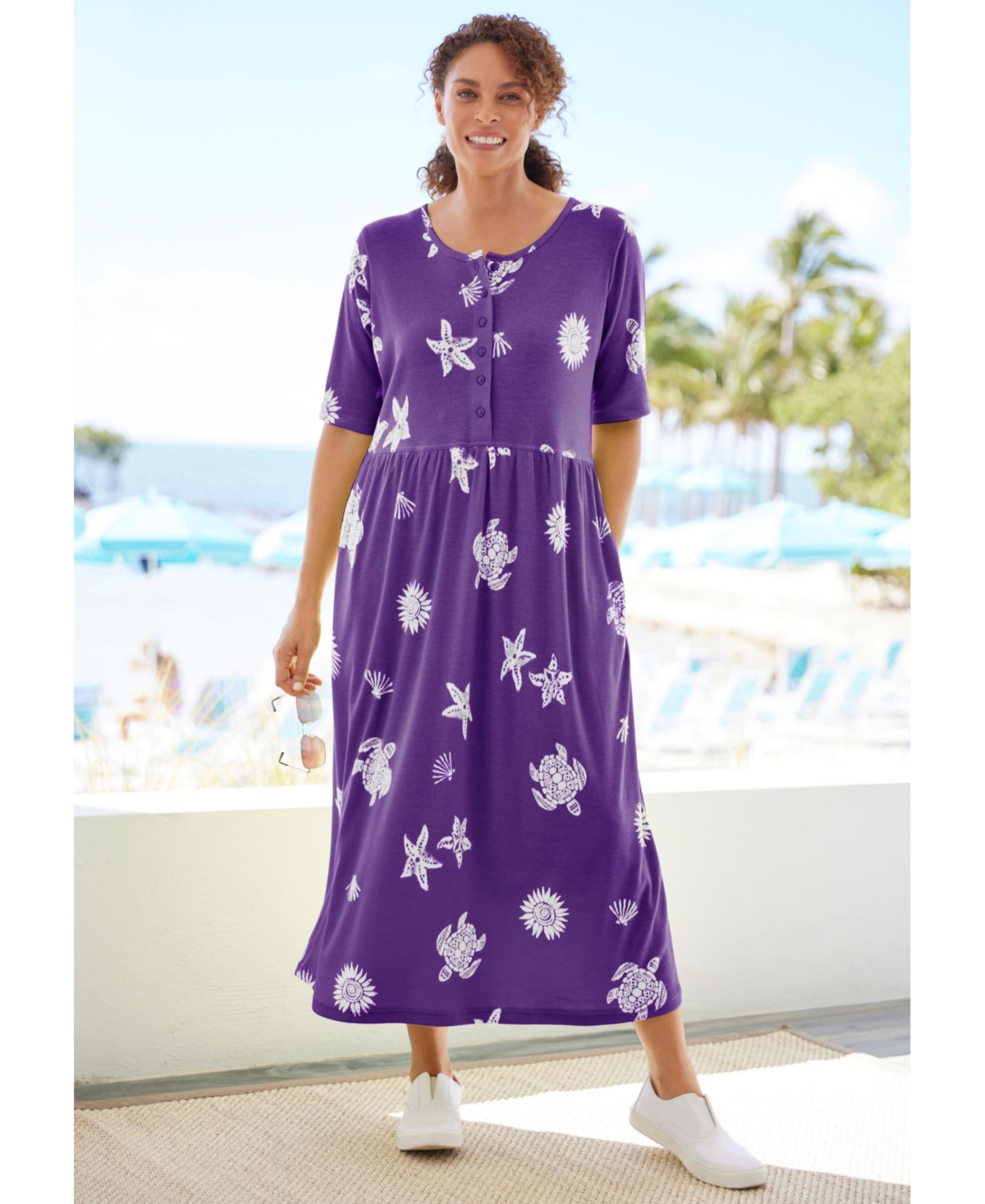 Woman Within Women's Within Stamped Empire Waist Dress