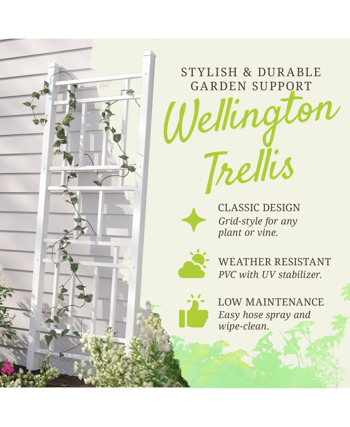 Dura-Trel Wellington 28 x 75 Inch Pvc Vinyl Outdoor Garden Patio Trellis