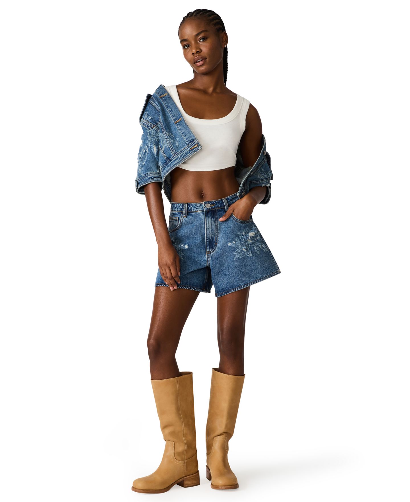 Женские шорты Steve Madden Dally Mid-Rise Denim Shorts, цвет: Индиго — фото 2