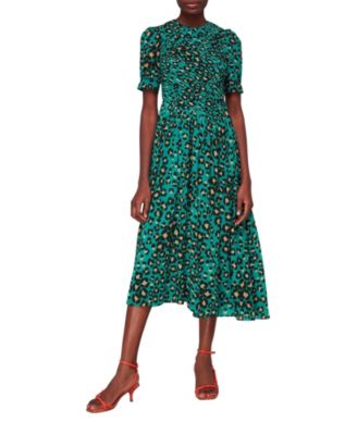 Women's Painted Leopard Shirred Dress