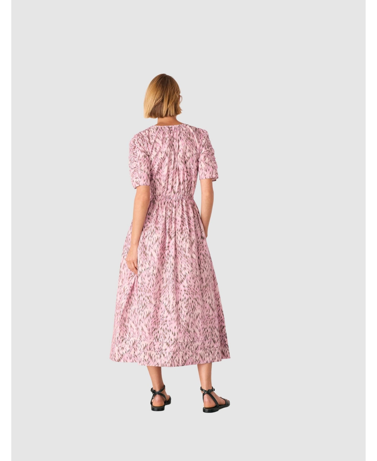 Whistles Women's Short Sleeve V-Neck Printed Midi Dress