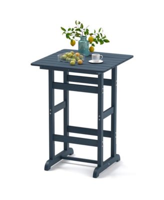 30 Inch Square Bar Table Dining Table with Slatted Tabletop for Poolside