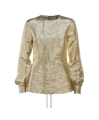 Women's Lurex Gathered Lame Peplum Blouse