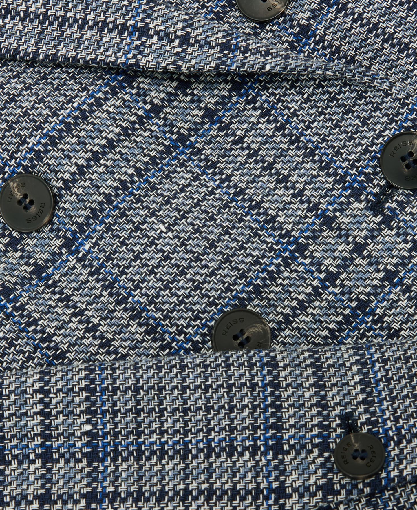 Женский пиджак REISS Double-Breasted Check Cotton-Linen Blazer, цвет: Тёмно-синий клетчатый — фото 5