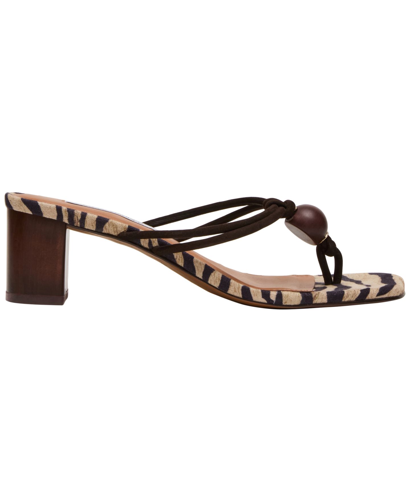 Женские сандалии Steve Madden Remedy Stone Block Heel Thong Dress Sandals, цвет: Коричневый разноцветный — фото 2