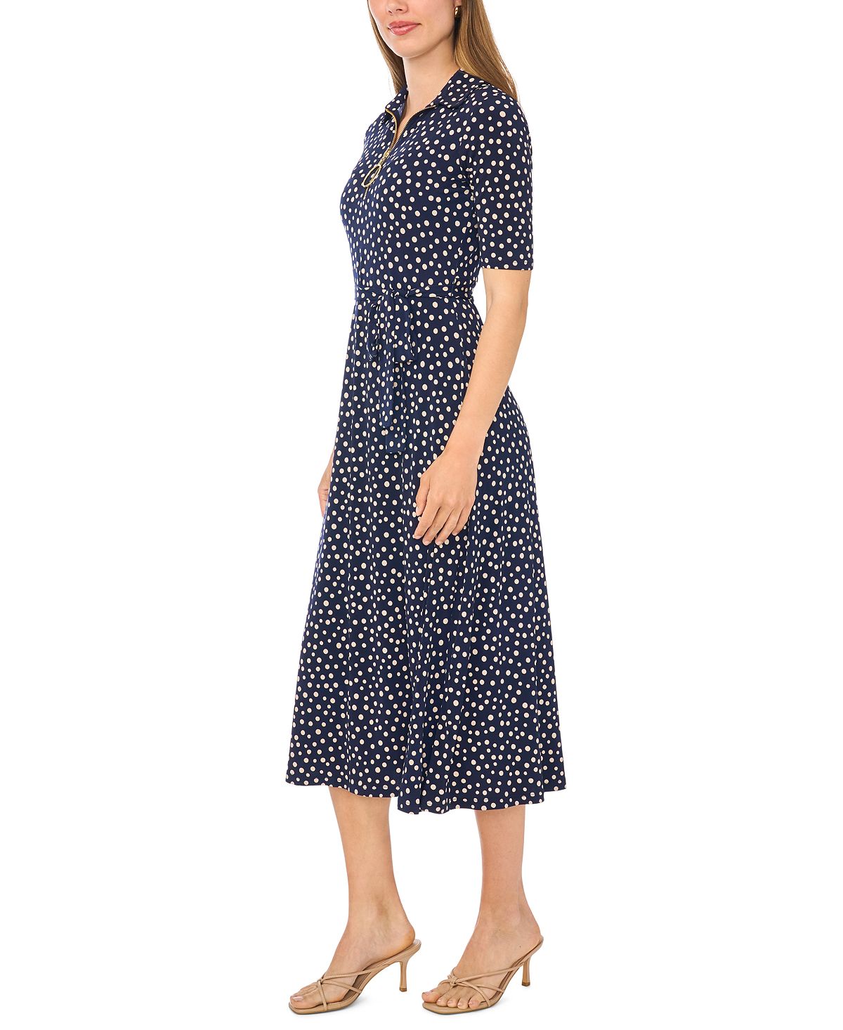 MSK Women's V-Neck Collar and Trim Midi Dress view 3 — MAYCSS fashion products
