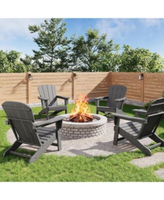 Set of 4 Modern HDPE Plastic Adirondack Chair - Oversize 380 LB Poly Lumber Weather Resistant Firepit Chair