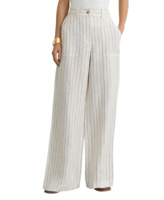 Women's Ashby Wide-Leg Stripe Linen Trouser Pants