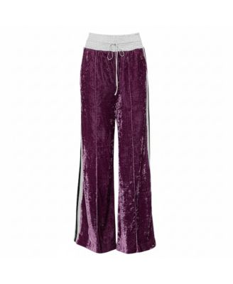 Women's Crushed Velvet Wide Leg Track Pants