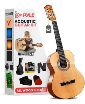 34" Beginner Acoustic Guitar Kit, 6-String 1/2 Junior Size All-Wood Guitar for Kids & Adults