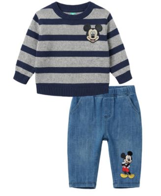 Baby Boys' Mickey Mouse Long-Sleeve Sweater and Pants, 2-Piece Set