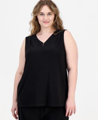 Plus Size V-Neck Sleeveless Top