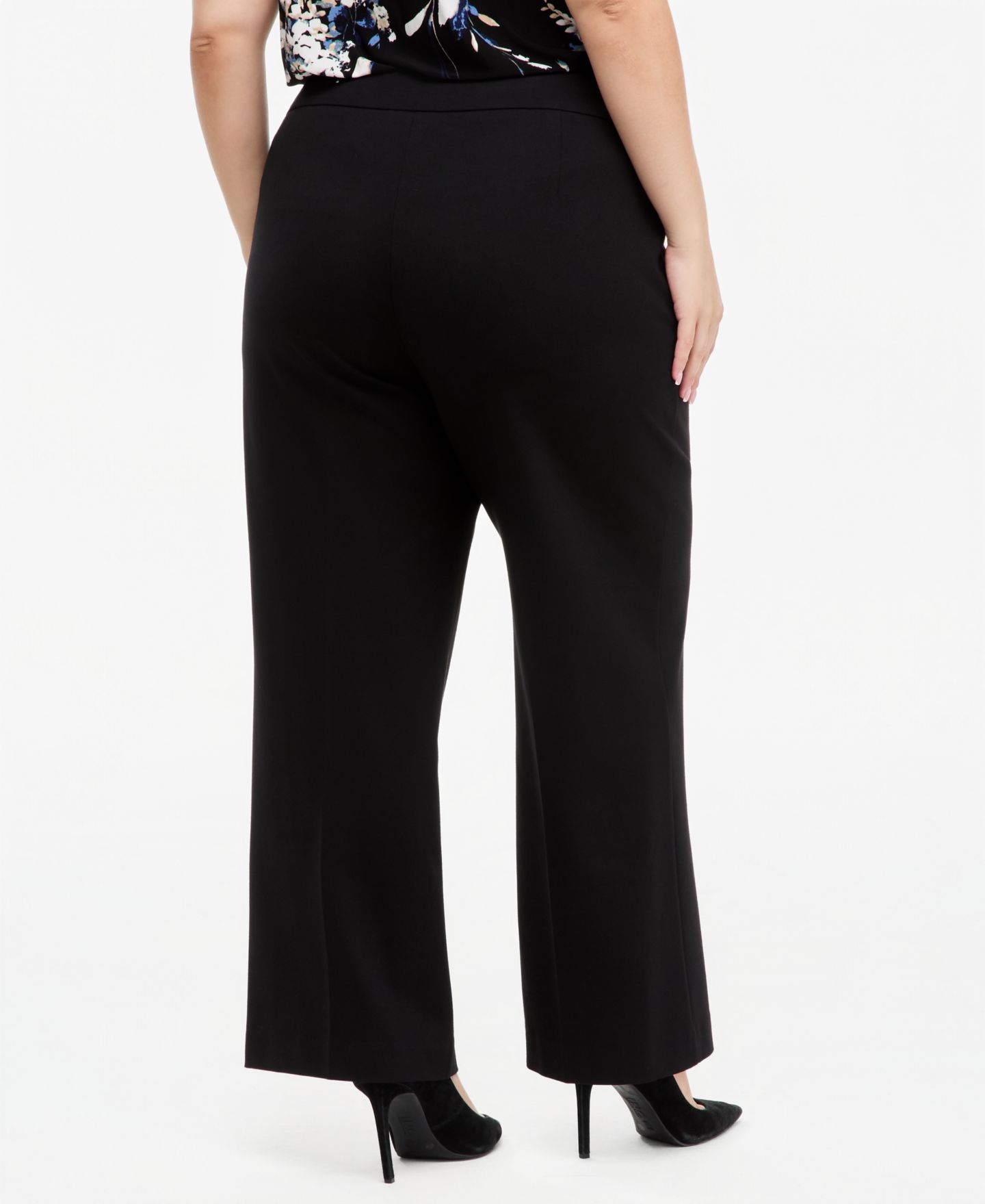 Женские брюки Anne Klein Essentials Plus Size Pull-On Wide-Leg, цвет: Чёрный — фото 3
