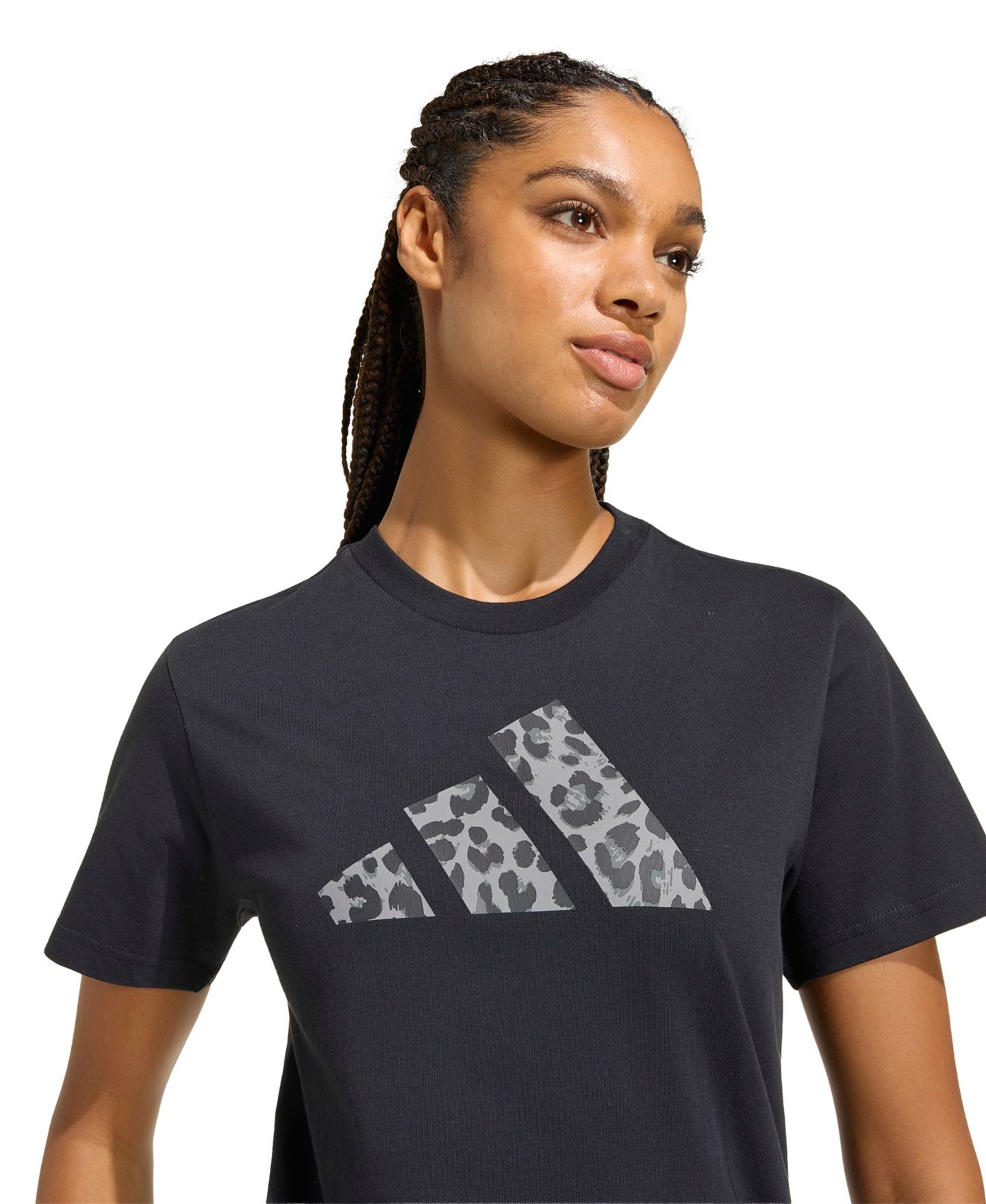 Женская футболка adidas Cotton Animal Graphic, цвет: Чёрный — фото 3