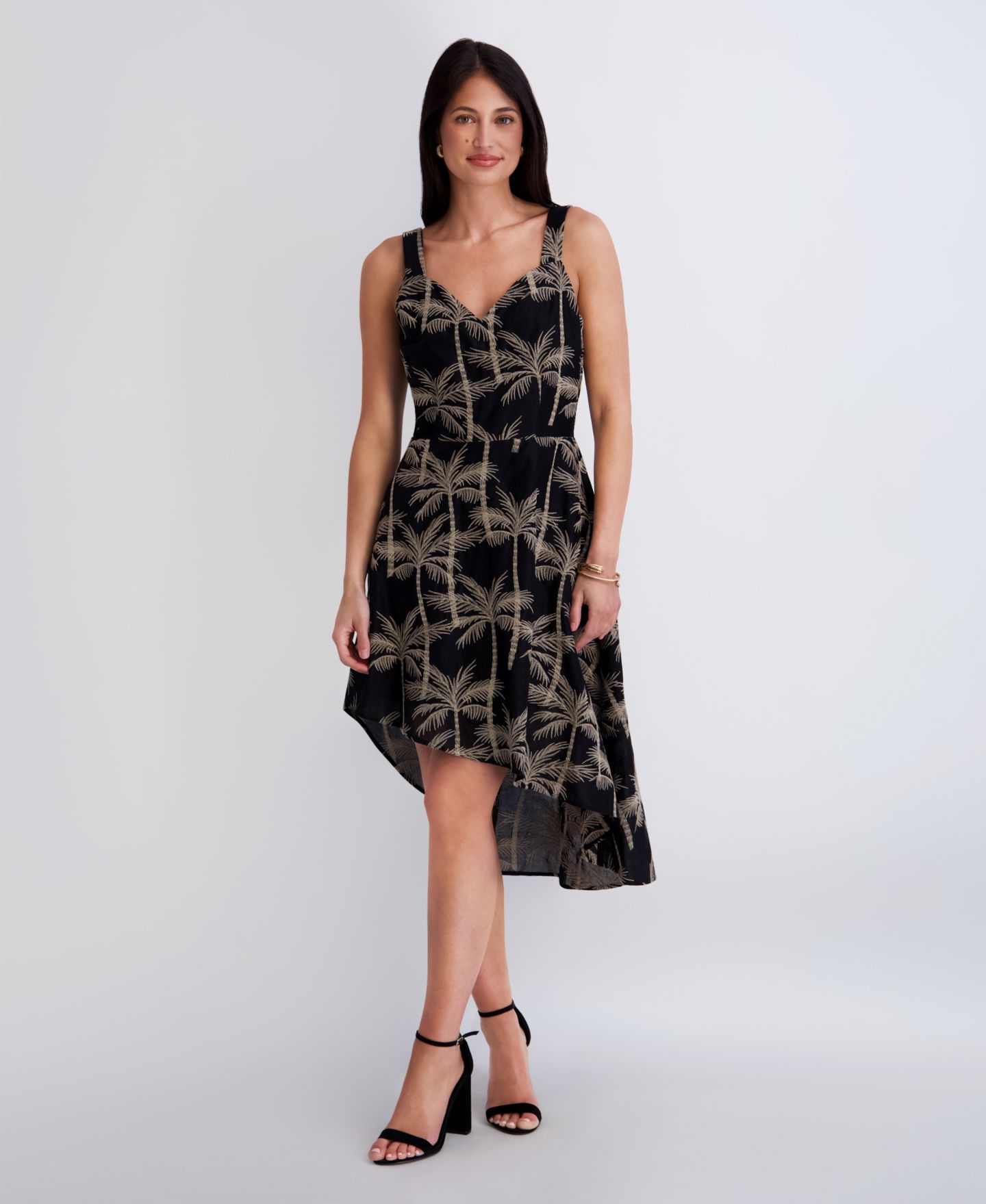 Женское платье Kensie Embroidered Woven Sleeveless, цвет: Чёрный / Серо-коричневый — фото 1