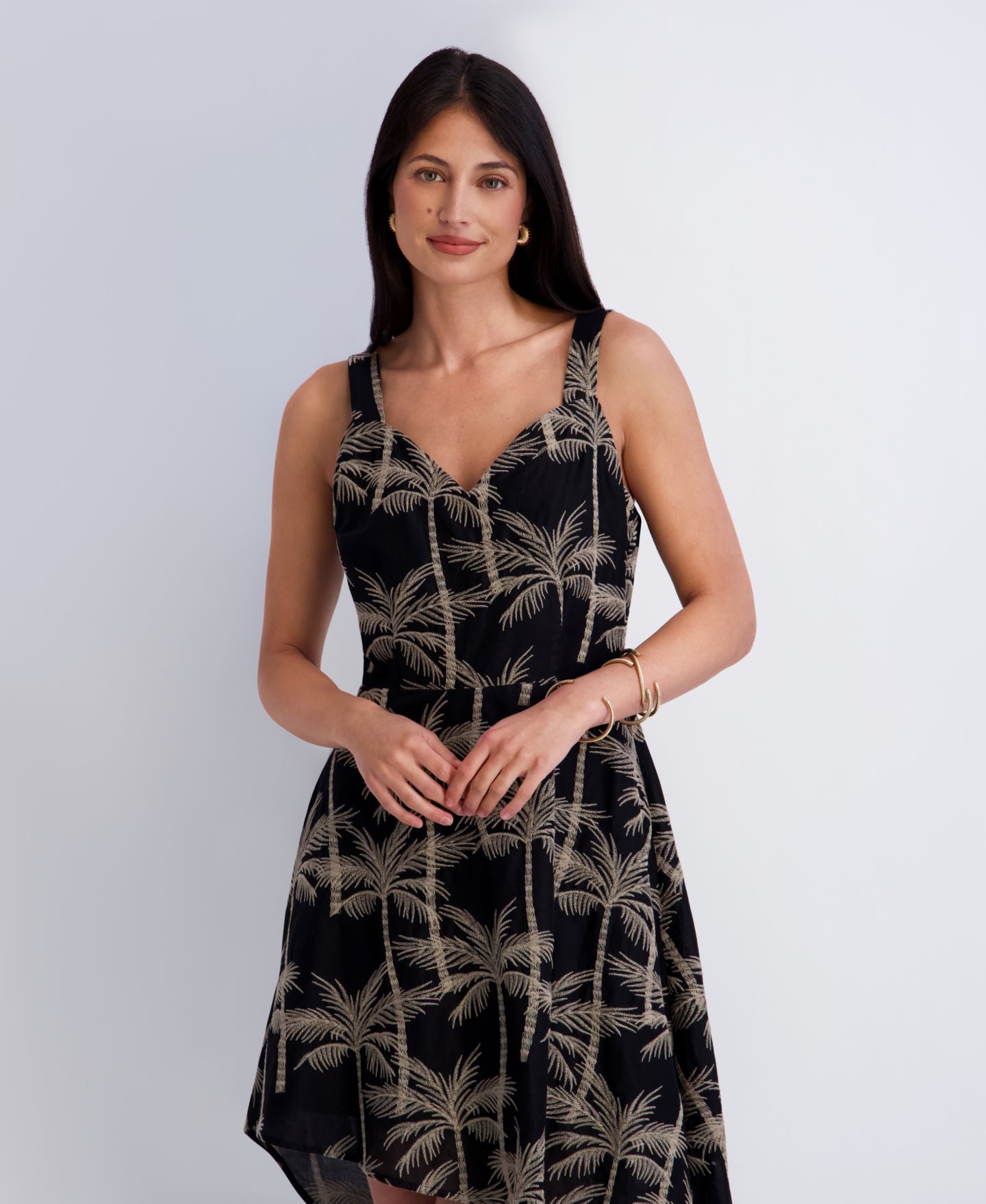 Женское платье Kensie Embroidered Woven Sleeveless, цвет: Чёрный / Серо-коричневый — фото 6