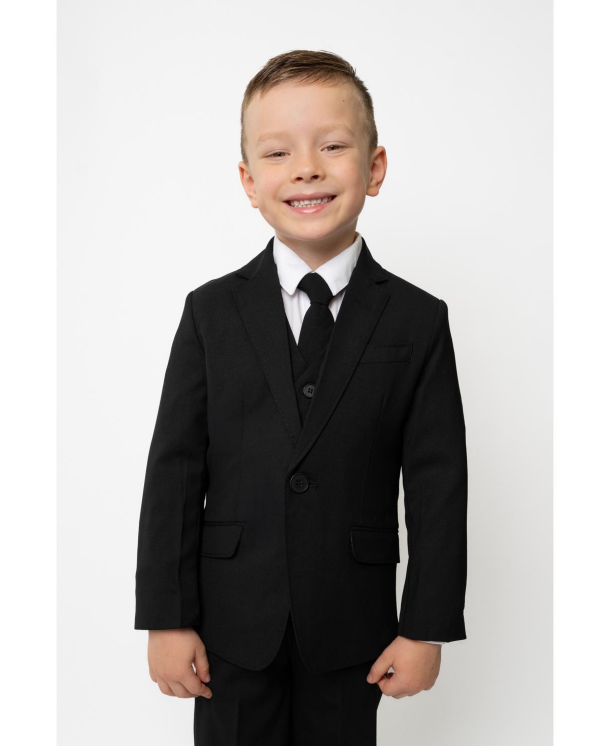 Peanut Butter Collection Toddler Boys Luxor Slim Fit Wool Blend 5-Piece Shirt, Tie, Jacket, Vest and Pants Suit Set