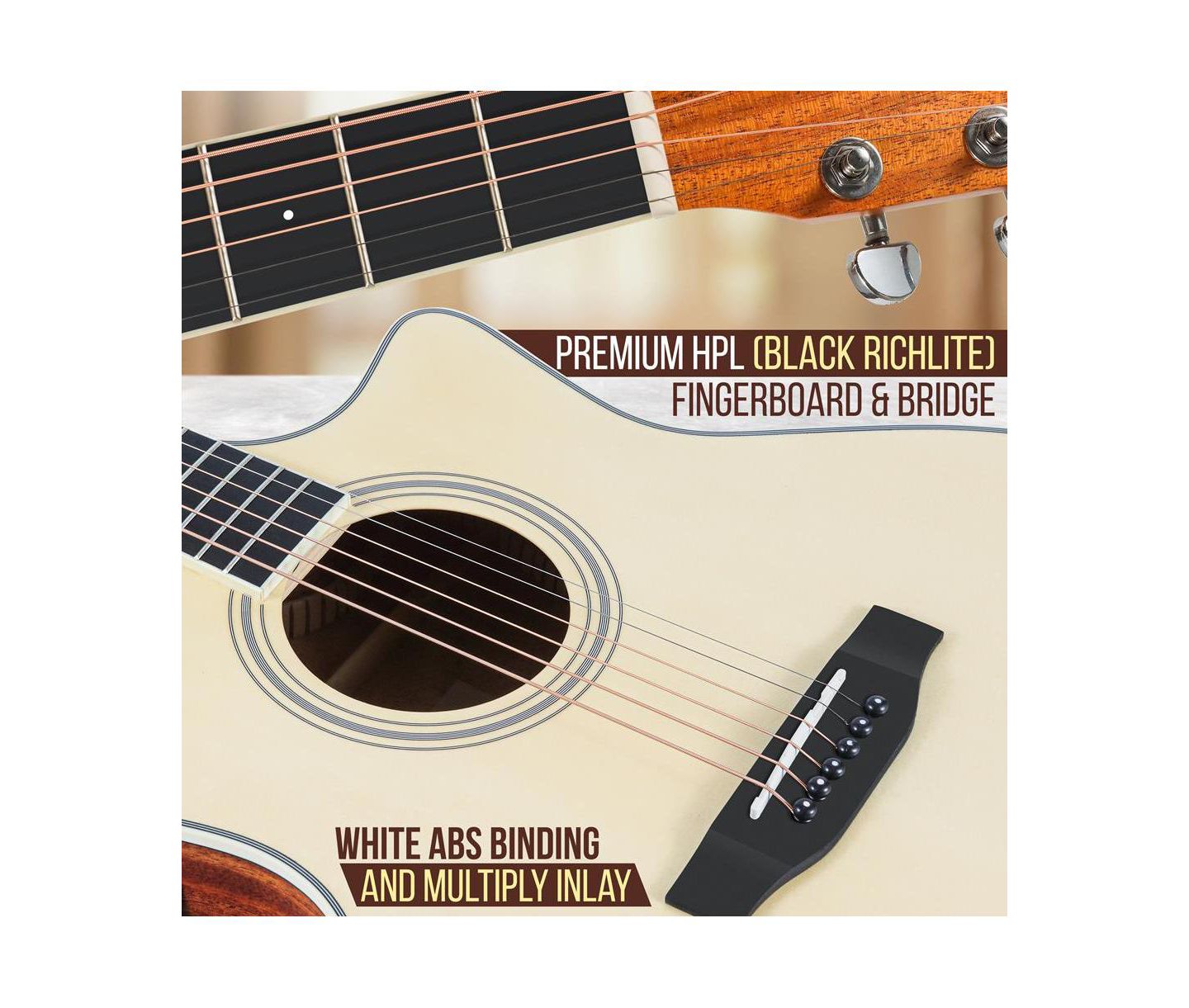 Детские игрушки Pyle 6-String Electric Acoustic Guitar - Guitar with Digital Tuner & Accessory Kit, цвет: Коричневый — фото 6