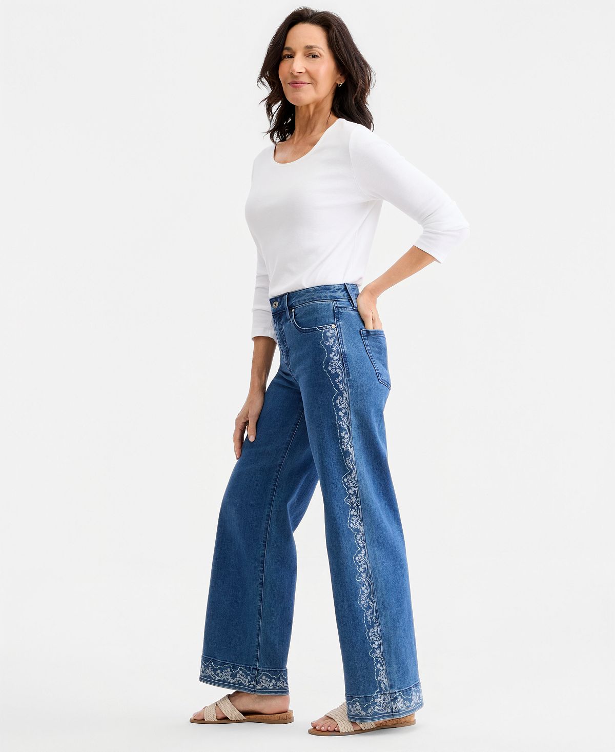 Style & Co Women's Printed High-Rise Five-Pocket Wide-Leg Jeans, Macy's Exclusive view 2 — MAYCSS fashion products