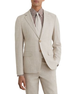Men's Cheltenham Tailored-Fit Linen-Cotton Single-Breasted Check Blazer