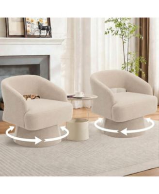 Modern Swivel Barrel Accent Chair,360 Velvet Upholstered Armchair with Striped Backrest and Plush Padding,Comfy Round Lounge Chair