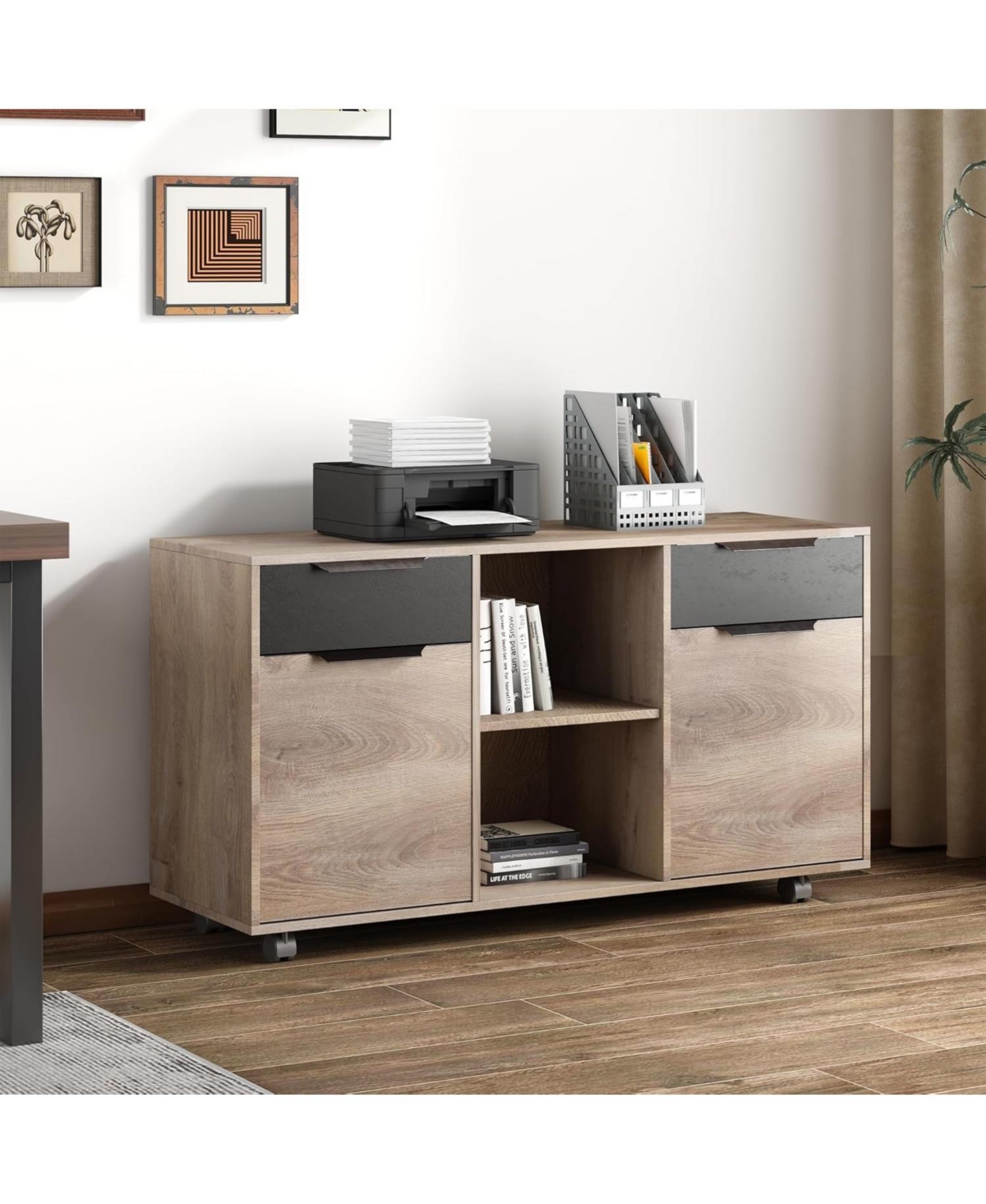 Logicfox 2-Drawer File Cabinet with Wheels, Mobile Lateral Rolling Under Desk Filing Cabinet