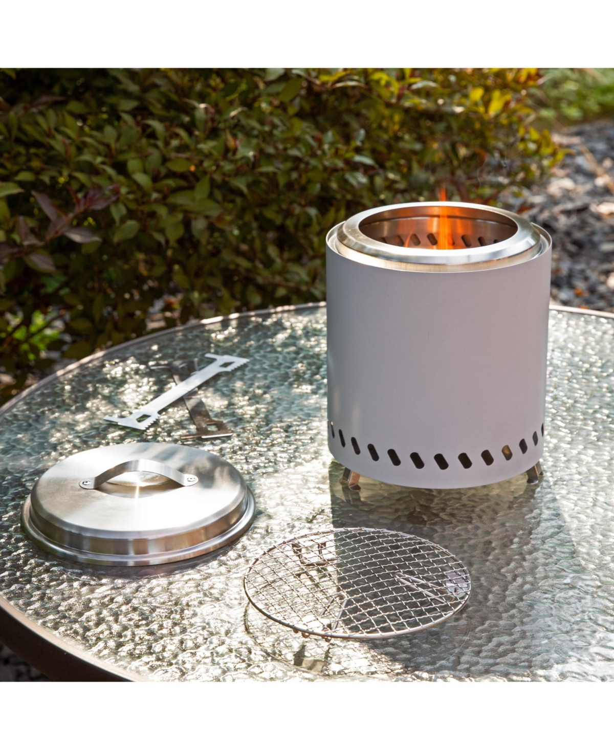 Sunnydaze Decor 3-Piece Stainless Steel Smokeless Fire Pit Accessory Kit