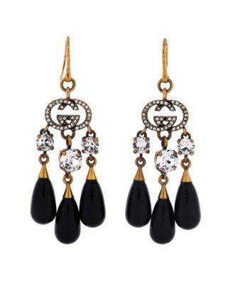 Pre-Owned Gucci Interlocking G Triple Teardrop Earrings - Beaded, crystal, metal