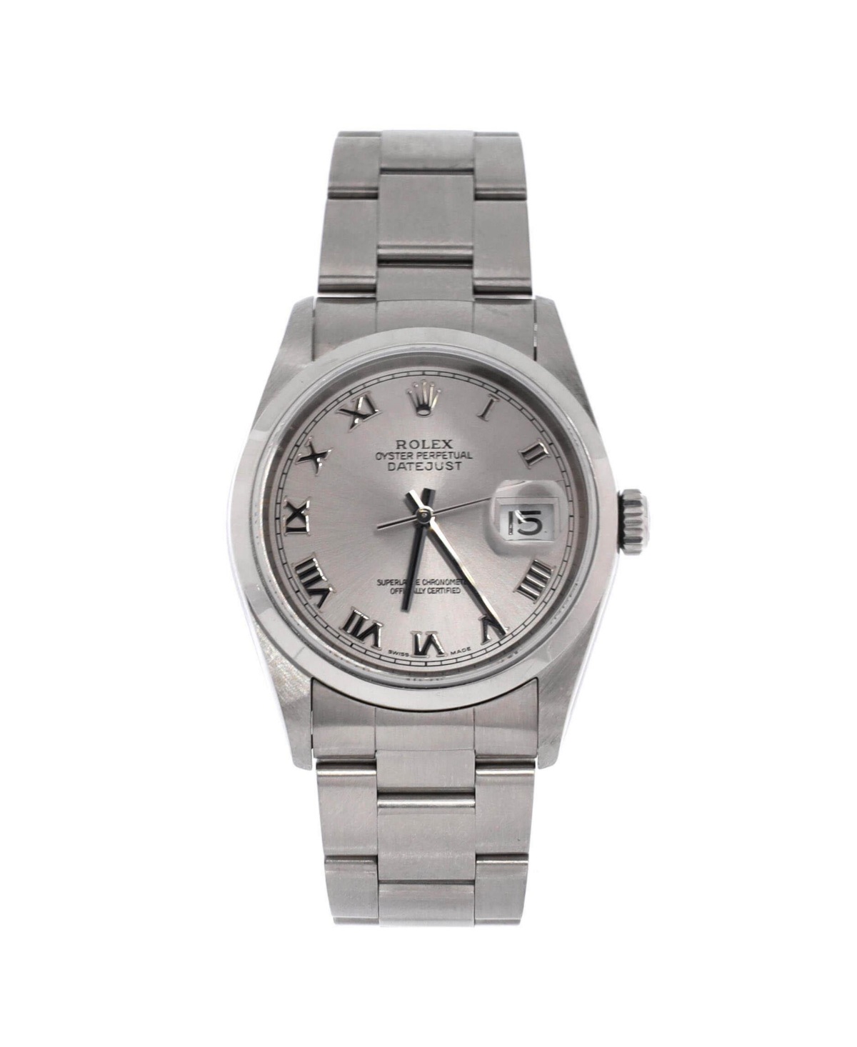 PreOwned Rolex Oyster Perpetual Datejust Automatic Watch in Stainless Steel 36mm  Dial color silver