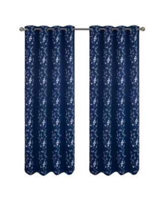 RT Designer Collection Lilian Embroidered Blackout Luxurious Decorative Grommet Curtain Panel