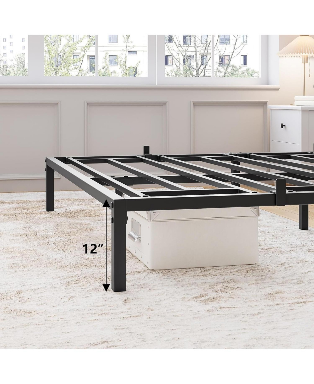gaomon 8 Inch Size Bed Frames Heavy Duty Metal Platform Bed with Under Bed Storage, Sturdy Steel Slat Support