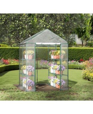 6.5 Feet Wood Polycarbonate Cold Frame Greenhouse for Outdoor Garden Storage