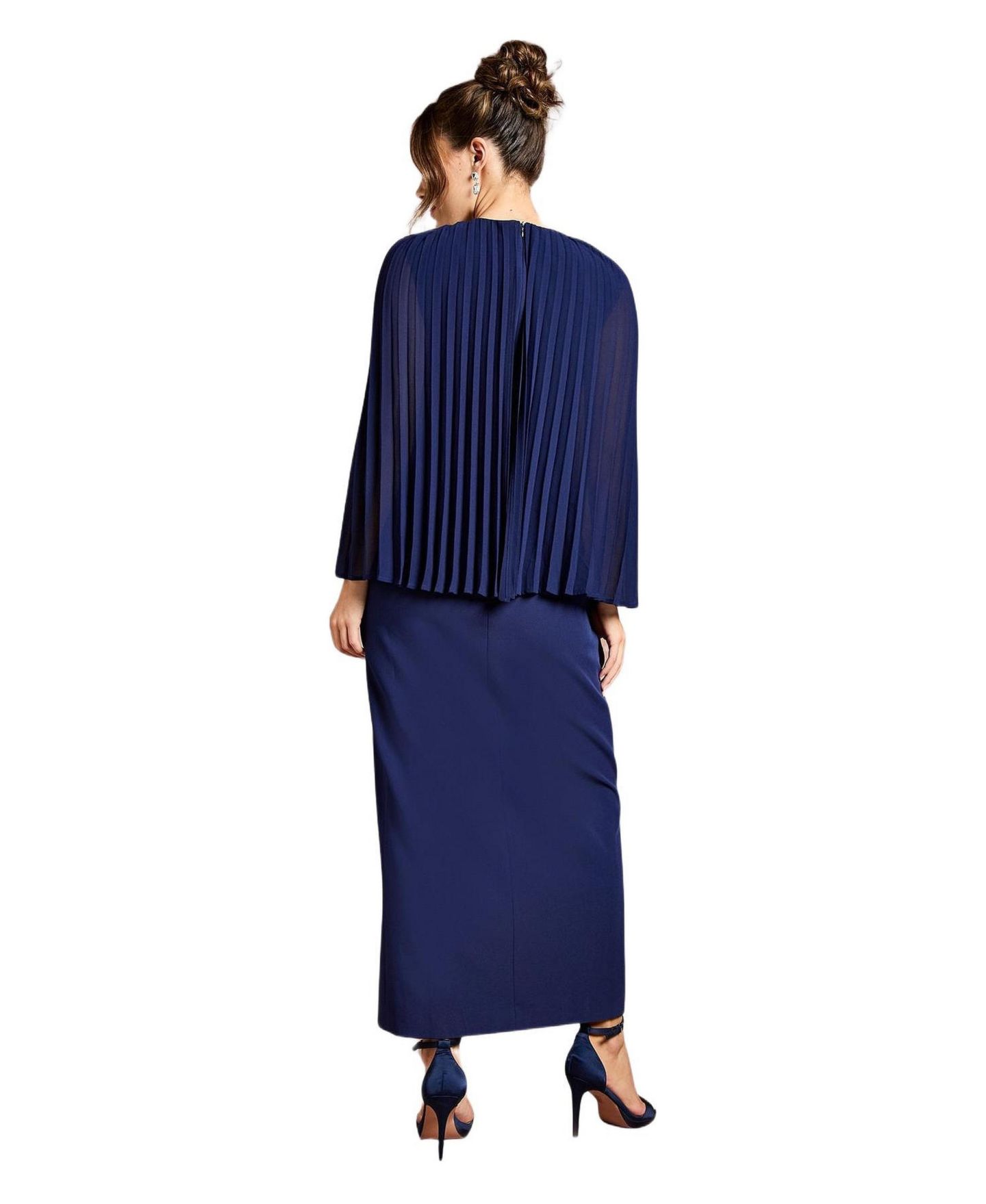 Женское платье Coast Pleated Cape Detail Crepe Pencil, цвет: Тёмно-синий — фото 3