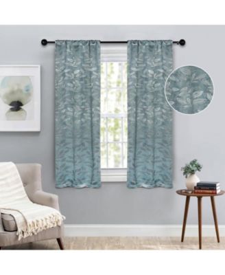 Leaves Machine Washable Room Darkening Blackout Curtains, Set of 2