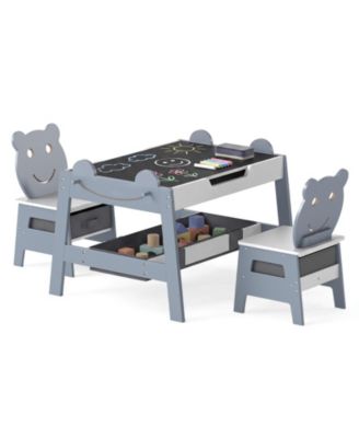 Kids Art Desk Table Set with Reversible Chalkboard