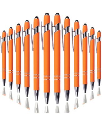 Ballpoint Pen Stylus Soft Touch Metal Click 12 Pens