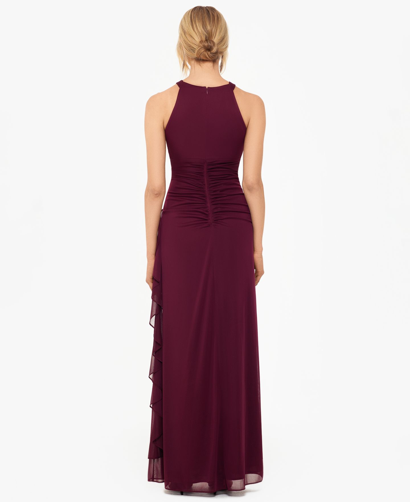 Женское платье B&A By Betsy and Adam Betsy & Adam Petite Ruched Embellished Gown, цвет: Гранатовый — фото 3