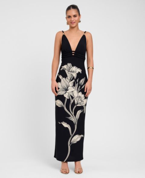 Женское платье RACHEL Rachel Roy V-Neck Maxi, цвет: Чёрный