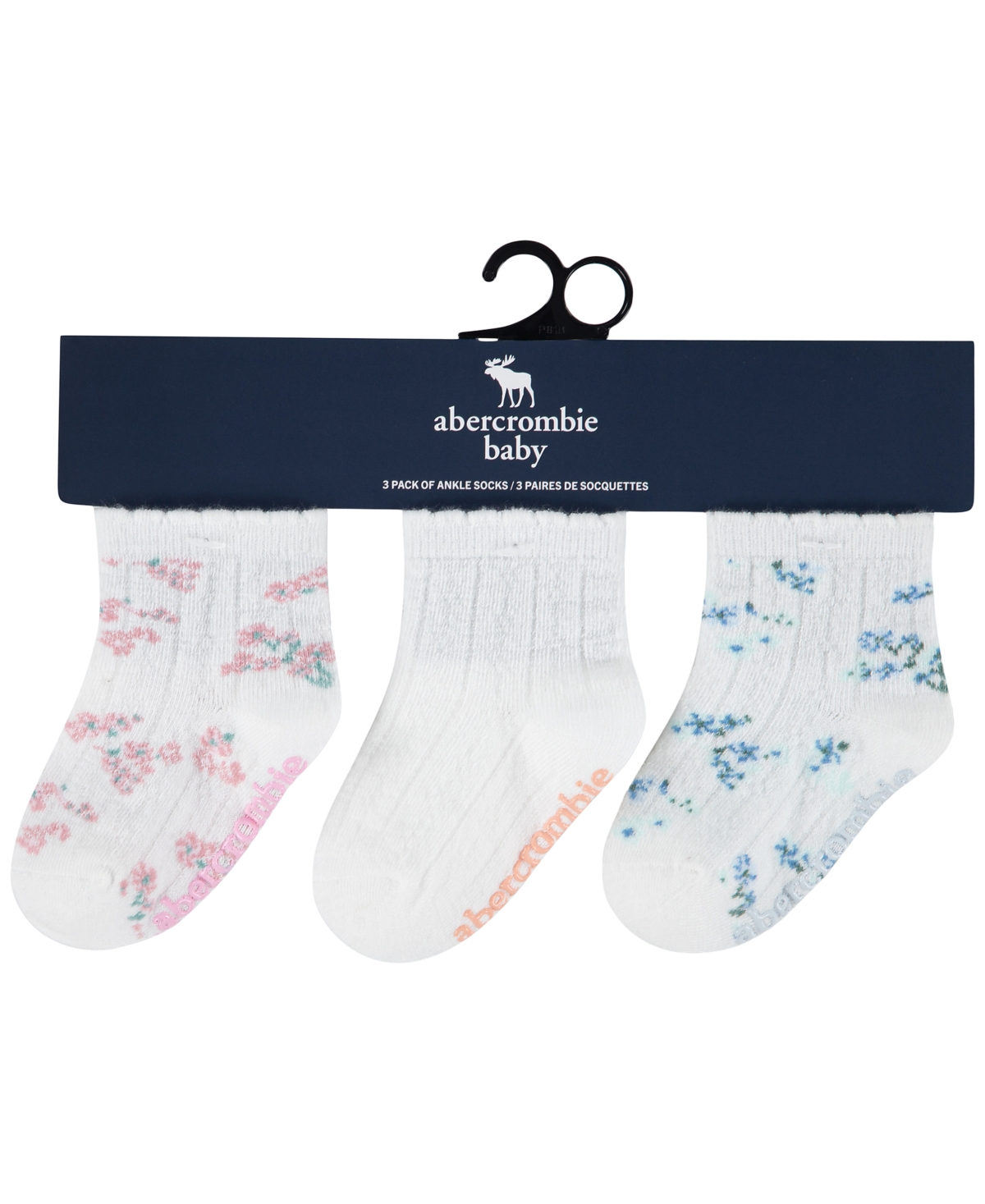 abercrombie kids Girls' 6M-4T Crew Socks, 3-Pack